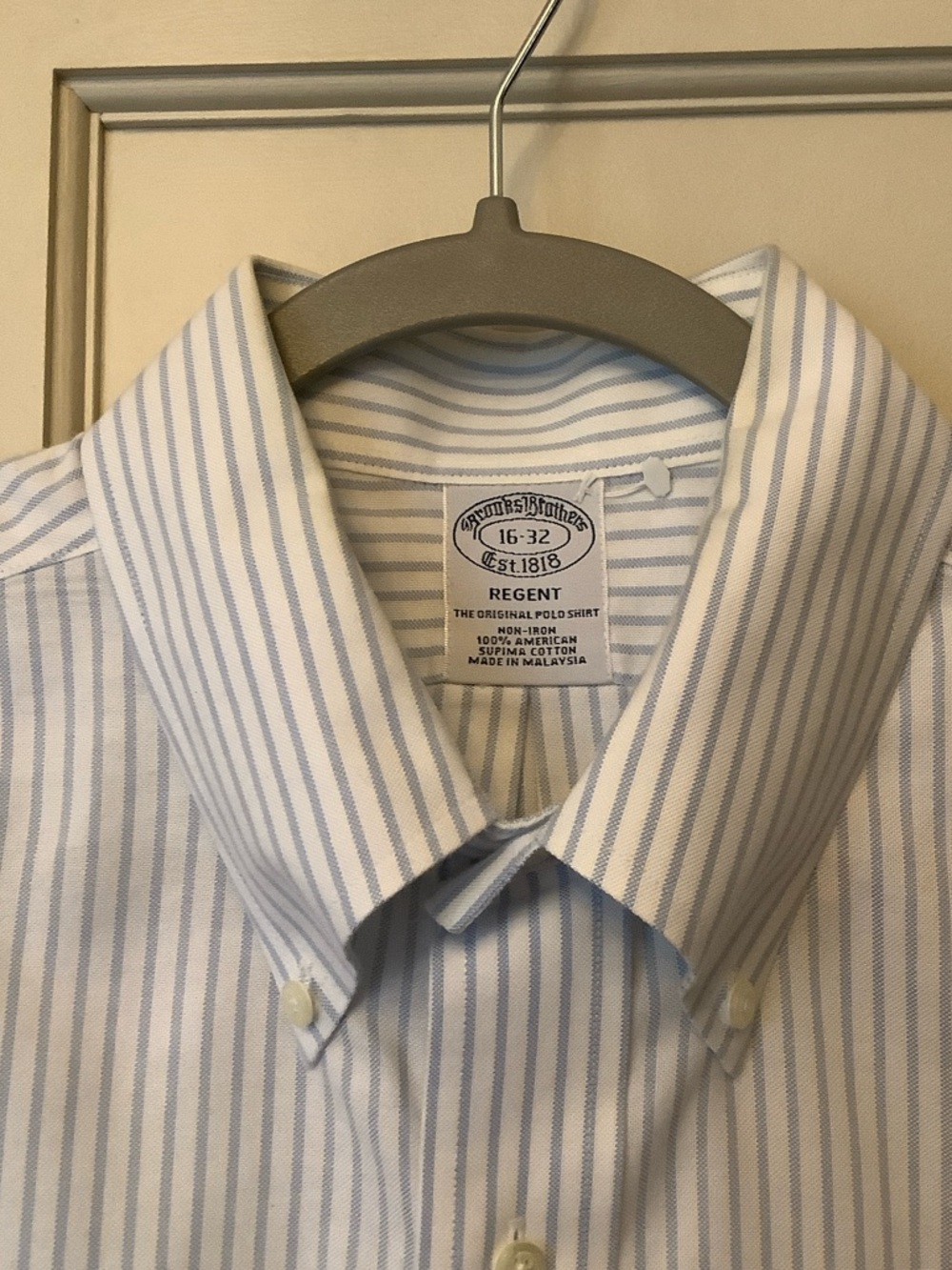 Brooks Brothers 16/32 White with Light Blue Pinstripe Dress Shirt - Picture 4 of 7